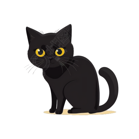 可爱黑猫卡通图形素材
