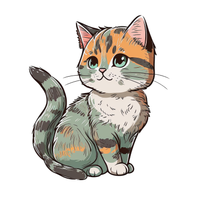可爱友善的手绘Dona猫PNG透明背景图形素材