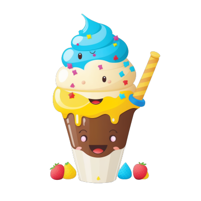 可爱甜品冰淇淋圣代矢量插图