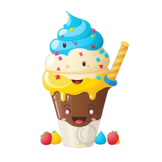 可爱甜品冰淇淋圣代矢量插图
