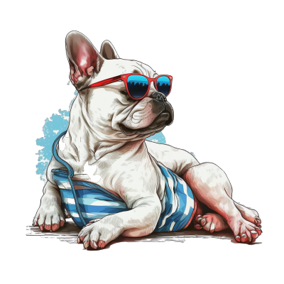 酷狗狗墨镜太阳床插画设计