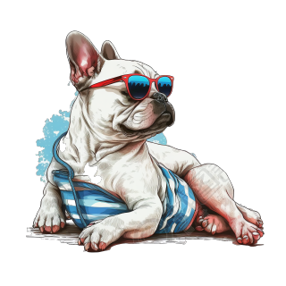 酷狗狗墨镜太阳床插画设计