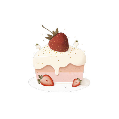 可爱草莓蛋糕插画设计素材
