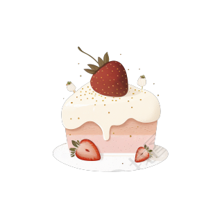 可爱草莓蛋糕插画设计素材