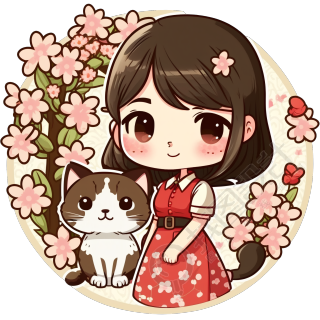 可商用PNG高清插画设计素材-中国风女孩抱猫头像