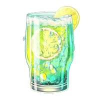 清新柠檬苏打水透明玻璃杯装配柠檬片高清PNG图形素材