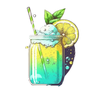 清新柠檬气泡水透明玻璃杯