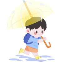 放学路上打伞的小男孩图片