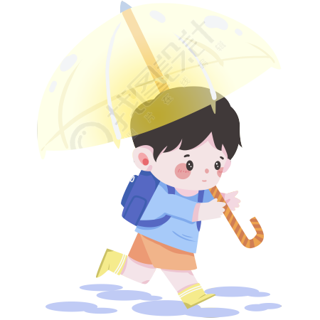 放学路上打伞的小男孩图片