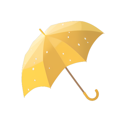 小巧可爱的黄色透明伞矢量图