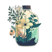 玻璃瓶花卉插画PNG素材