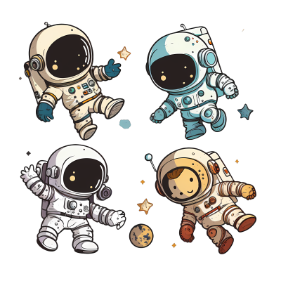 星空宇航员白底卡通版-多种变化