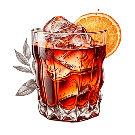 插画设计-透明背景Negroni Sbagliato鸡尾酒