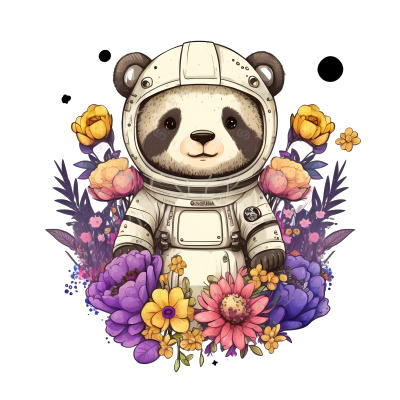 可爱花冠泰迪熊熊猫宇航员PNG图形素材