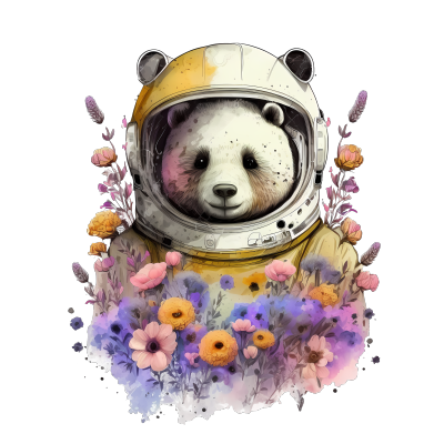 可爱花冠熊猫宇航员PNG图形素材