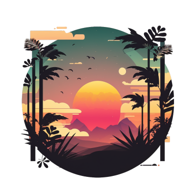 平面插画设计元素-透明夕阳