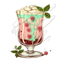 手绘草莓Clover Club鸡尾酒插画设计PNG素材