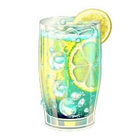 清新怡人柠檬气泡水透明玻璃杯内配柠檬片高清PNG图形素材