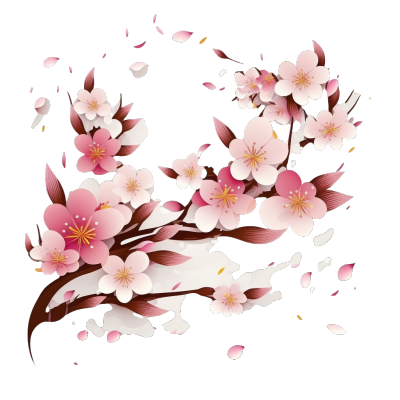 粉色樱花树枝插画图形素材