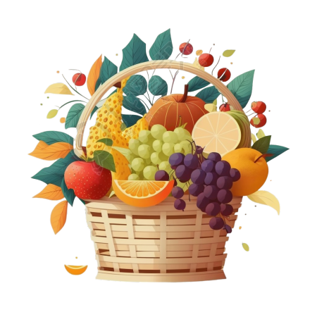 水果篮子手绘插画素材