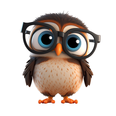 可爱猫头鹰3D立体眼镜造型插画设计