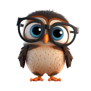 可爱猫头鹰3D立体眼镜造型插画设计