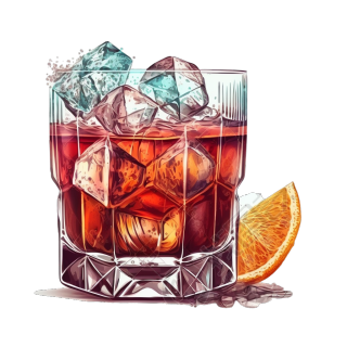 手绘Negroni Sbagliato鸡尾酒图形设计素材