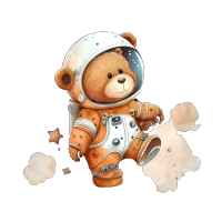 太空小熊宇航员插画