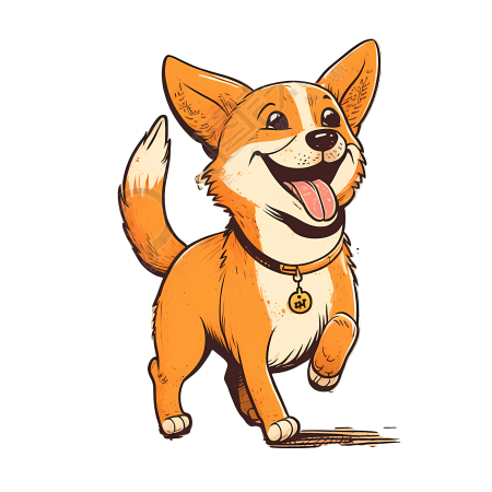 超写实风格萌犬挥动尾巴PNG图形素材