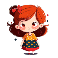 可爱卡通风格少女插画设计素材