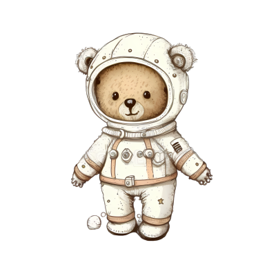 可爱太空熊插画设计素材