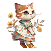花裙猫咪PNG图形素材