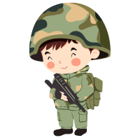 身穿迷彩服手拿枪的小孩