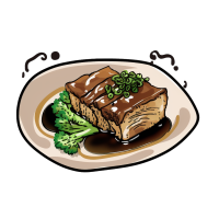 手绘美食插画-红烧肉