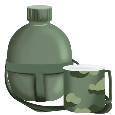 军用迷彩绿色水壶水杯素材图