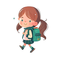 可爱小女孩背包插画设计