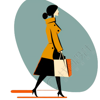 女性手拎购物袋PNG高清图形素材