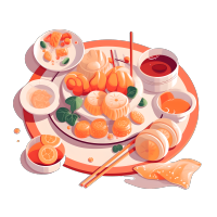 白底扁平插画UI设计-中国美食