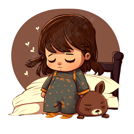 可爱睡衣小女孩插画PNG素材