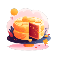 白色背景月饼扁平化插画UI设计素材