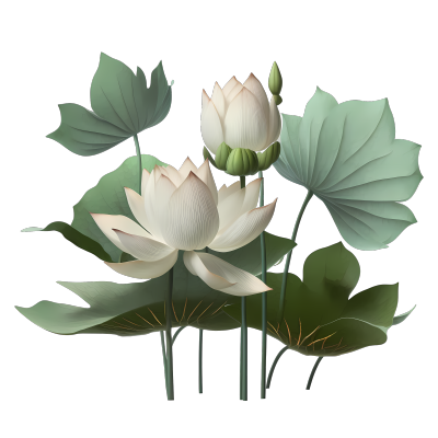 莲花白色透明PNG素材 3D渲染高清插画设计商业可用