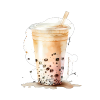 Ubano Vis 4K插画设计-奶茶杯水彩切割绘画