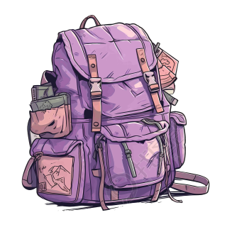 紫色手绘矢量背包