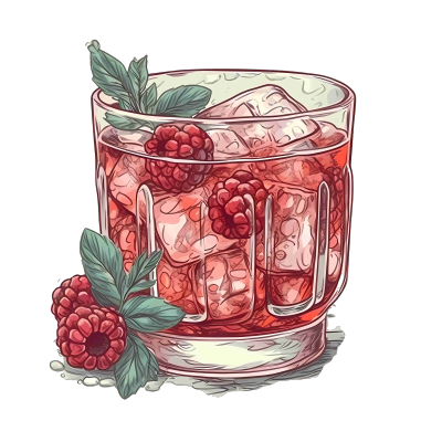 草莓装饰的鸡尾酒透明PNG图形素材