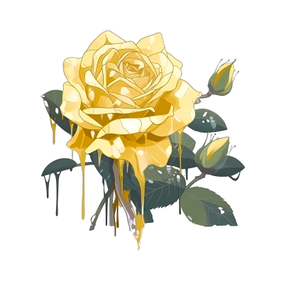 简约明亮的碎冰黄玫瑰白色背景UI插画PNG素材