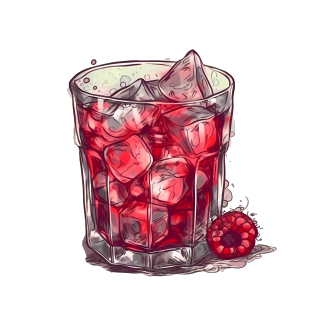 草莓装饰的鸡尾酒透明背景高清PNG图形素材
