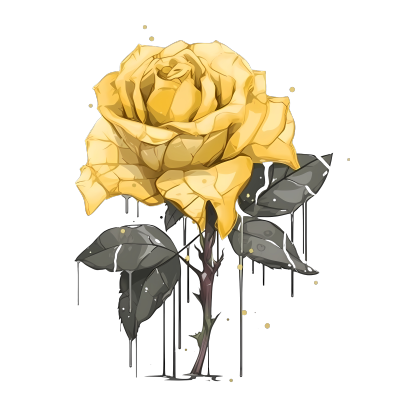 简约明亮的黄色玫瑰UI插画设计元素PNG素材