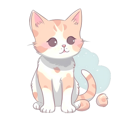 可商用的手绘粉色小猫PNG透明背景图形素材