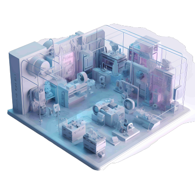 光影科技蓝色房屋3D艺术图形素材