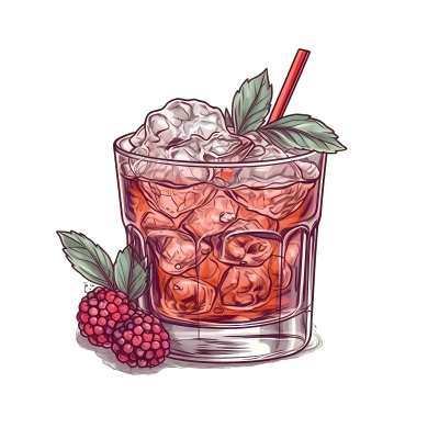 手绘草莓装饰鸡尾酒高清PNG图形素材